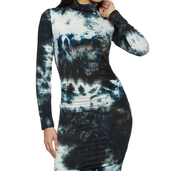 tie dye ruched bodycon dress LIASEL Tie-Dye Ruched Bodycon Dress